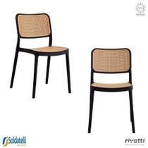Kit 2 Cadeiras Lia Branca ou Preta com Tela Sextavada Caramelo - Rivatti
