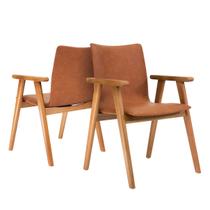 Kit 2 Cadeiras Lisboa Madeira Maciça Sala de Jantar Estar Escritório Espera Decorativa Orgânica