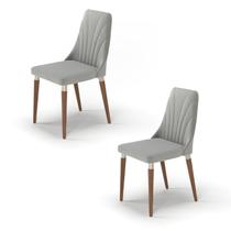Kit 2 Cadeiras Loren com Pés em Madeira Maciça