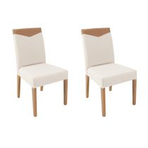 Kit 2 Cadeiras Madeira Maciça Assento e Encosto Estofados Sofia Amendoa