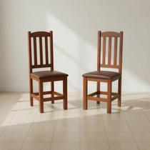 Kit 2 Cadeiras Madeira Maciça De Jantar Assento Estofado Kit 2 Cadeiras Madeira Maciça De Jantar Assento Estofado