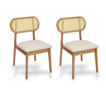 Kit 2 Cadeiras Madeira Maciça Encosto de Telinha de Rattan Lima Yescasa Marrom/Nozes
