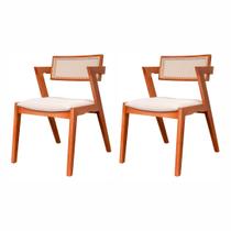 Kit 2 cadeiras Madeira Maciça, Rattan de Fibra 100% Natural e Estofada Verona Espresso Móveis Kit 2 cadeiras Madeira Maciça, Rattan de Fibra 100% Natural e Estofada Verona Espresso Móveis