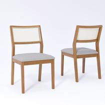 Kit 2 Cadeiras Madeira Maciça Telinha e Estofado em Linho Bella Kit 2 Cadeiras Madeira Maciça Telinha e Estofado em Linho Bella