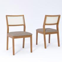 Kit 2 Cadeiras Madeira Maciça Telinha e Estofado em Linho Bella Kit 2 Cadeiras Madeira Maciça Telinha e Estofado em Linho Bella