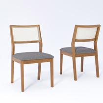 Kit 2 Cadeiras Madeira Maciça Telinha e Estofado em Linho Bella Kit 2 Cadeiras Madeira Maciça Telinha e Estofado em Linho Bella