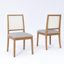 Kit 2 Cadeiras Madeira Maciça Telinha e Estofado em Linho Marcela Kit 2 Cadeiras Madeira Maciça Telinha e Estofado em Linho Marcela