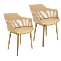 Kit 2 Cadeiras Marcela Montreal Mena Polipropileno com Estofado em material sintético Kit 2 Cadeiras Marcela Montreal Mena Polipropileno com Estofado em material sintético