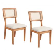 Kit 2 Cadeiras MDF Estofadas e com Tela Freijó/Cesare Claro Kit 2 Cadeiras MDF Estofadas e com Tela Freijó/Cesare Claro