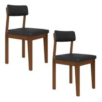 Kit 2 Cadeiras Mdf Estofadas Luxo Utah Freijó/material sintético Preto - M.a