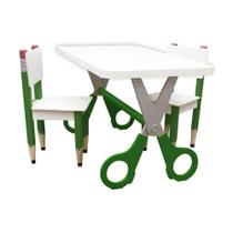 Kit 2 Cadeiras Mesa Infantil Tesoura Verde Tampo Branco Retangular Base Temática Para Estudos E Desenhos Mobília Decor Kit 2 Cadeiras Mesa Infantil Tesoura Verde Tampo Branco Retangular Base Temática Para Estudos E Desenhos Mobília Decor