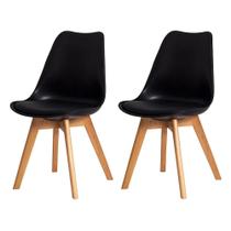 Kit 2 Cadeiras Mesa Sala De Jantar Estofadas Saarinen Design Wood Preto