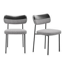 Kit 2 Cadeiras Mila Jantar Gourmet Linho Cinza/Preto Aço Carbono - Mobili