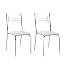 Kit 2 Cadeiras Nanda cromada para cozinha ou espaço gourmet-Assento branco