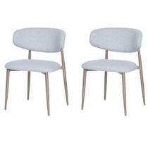 Kit 2 Cadeiras Napoli Agatha Fratini Assento Encosto Revestidos Tecido Cinza Base Aço Champagne