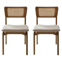 Kit 2 Cadeiras New Viena Madeira Tecido Linho Hr