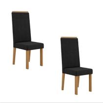 Kit 2 Cadeiras Nice com Espaldar Tecido Veludo Suede, Pés em MDF com Sapatilhas Plásticas Sonetto