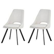 Kit 2 Cadeiras Nora Rivatti 48 cm (Largura) Estofado em Tecido Off White Base Aço Preto Pintado à Pó Kit 2 Cadeiras Nora Rivatti 48 cm (Largura) Estofado em Tecido Off White Base Aço Preto Pintado à Pó