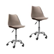 Kit 2 Cadeiras Office Com Rodizio Giratória Saarinen com Ebook - Bege
