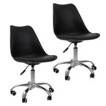 Kit 2 Cadeiras Office Com Rodizio Giratória Saarinen com Ebook - Preto