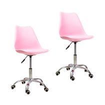 Kit 2 Cadeiras Office Com Rodizio Giratória Saarinen com Ebook - Rosa