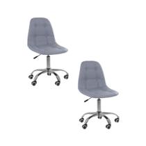 Kit 2 Cadeiras Office Eiffel Botonê Ajustável Base Giratória Cinza