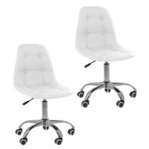 Kit 2 Cadeiras Office Eiffel Botonê Ajustável Base Giratória
