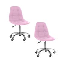 Kit 2 Cadeiras Office Eiffel Botonê Ajustável Oficial Rosa
