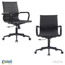 Kit 2 Cadeiras Office Giratória Manhattan Black Diretor PU Várias Cores Braços Fixos - Fratini
