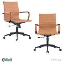 Kit 2 Cadeiras Office Giratória Manhattan Black Diretor PU Várias Cores Braços Fixos - Fratini