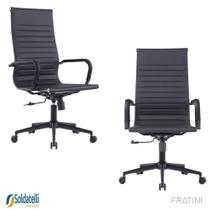 Kit 2 Cadeiras Office Giratória Manhattan Black Presidente PU Várias Cores Braços Fixos - Fratini