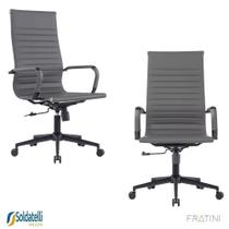Kit 2 Cadeiras Office Giratória Manhattan Black Presidente PU Várias Cores Braços Fixos - Fratini