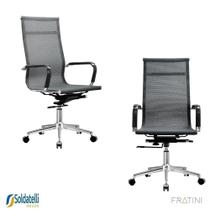 Kit 2 Cadeiras Office Giratória Sydney Presidente em Tela Especial Preta ou Cinza Braços Fixos - Fratini