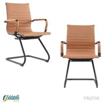 Kit 2 Cadeiras Office Manhattan Black Fixa PU Várias Cores Braços Fixos - Fratini