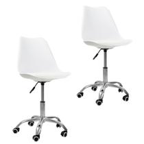 Kit 2 Cadeiras Office Oficial Cromada Girat Saarinen Branco