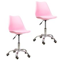 Kit 2 Cadeiras Office Oficial Cromada Giratór Saarinen Rosa