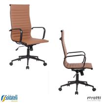 Kit 2 Cadeiras Office Sevilha Base Preta Alta PU Marrom Escuro ou Preto - Rivatti
