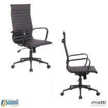 Kit 2 Cadeiras Office Sevilha Base Preta Alta PU Marrom Escuro ou Preto - Rivatti