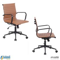 Kit 2 Cadeiras Office Sevilha Base Preta Baixa PU Marrom Escuro ou Preto - Rivatti Kit 2 Cadeiras Office Sevilha Base Preta Baixa PU Marrom Escuro ou Preto - Rivatti