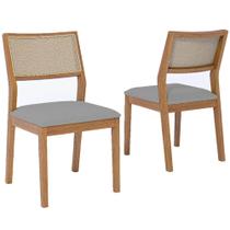 Kit 2 Cadeiras Oiti Madeira Tauri Tecido Linho Cimol Cor Cinza Kit 2 Cadeiras Oiti Madeira Tauri Tecido Linho Cimol Cor Cinza