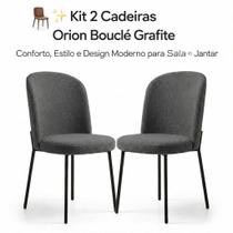 Kit 2 Cadeiras Orion Bouclé Preto Estrutura Metálica, Conforto Premium e Design Moderno Kit 2 Cadeiras Orion Bouclé Preto Estrutura Metálica, Conforto Premium e Design Moderno
