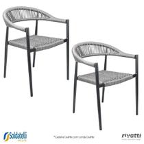 Kit 2 Cadeiras Outdoor Trancoso Base Grafite com Corda Náutica Amêndoa ou Chumbo - Rivatti