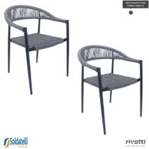Kit 2 Cadeiras Outdoor Trancoso Preto Matte com Corda Náutica Amêndoa ou Chumbo - Rivatti