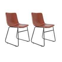 Kit 2 Cadeiras Oxford Conhaque Aço Couro 85x50x54cm Fratini