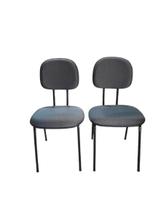 Kit 2 cadeiras palito fixa para recepção igreja recepção sala de espera tecido cinza preto Kit 2 cadeiras palito fixa para recepção igreja recepção sala de espera tecido cinza preto