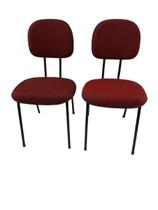 Kit 2 cadeiras palito fixa para recepção igreja recepção sala de espera tecido vermelho preto Kit 2 cadeiras palito fixa para recepção igreja recepção sala de espera tecido vermelho preto