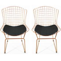 Kit 2 Cadeiras para cozinha BERTOIA cobre assento preto - Poltronas do Sul
