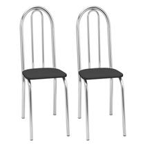 Kit 2 Cadeiras para Cozinha CC55 - A101 Cinza/Cromado/Preto