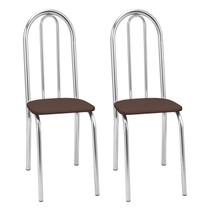 Kit 2 Cadeiras para Cozinha Cc55 - A109 Cromado/Marrom