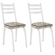 Kit 2 Cadeiras Para Cozinha Tubular D-13 Nara De Aço Branco/cedro